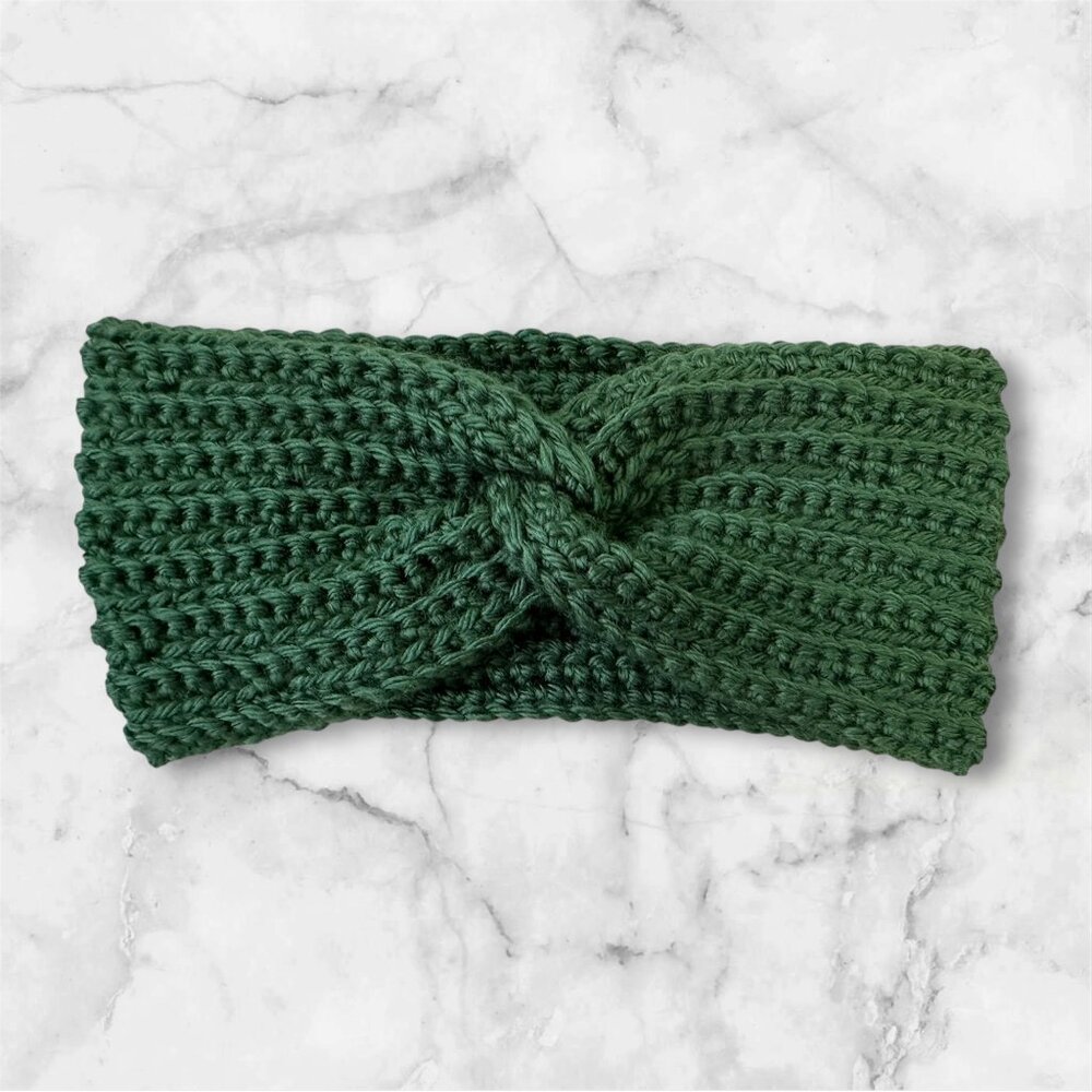 Headband Crochet X-Twist for Adults Medium Size Dark Sage Brand New Handmade